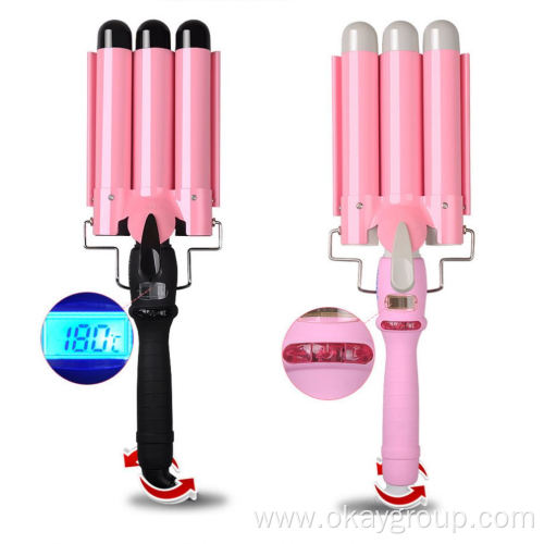 three barrel ceramic Ionic big wave curler automatic